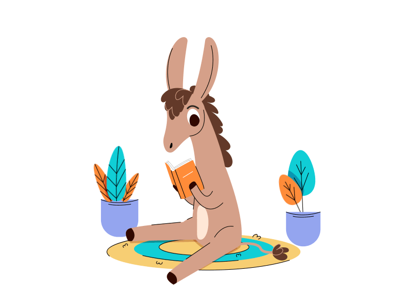 Donkey and his book 2danimation aftereffects gif animation illustration