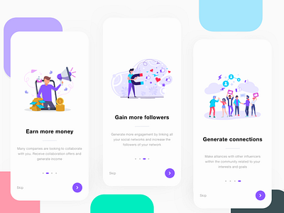 Influencers App / Onboarding app app design app illustration application design design illustration intro intro screen onboarding ui ux uxui wizard