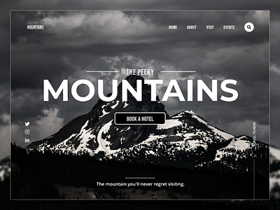 The Peeky Mountains Website Concept black black and white concept design digital design mountains responsive responsive design ui uiux ux uxui web page website website concept website design white