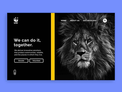 WWF Website Redesign adobe xd animal black daily dailyui illustration lion logo photoshop redesign redesign concept responsive website website concept website design wwf yellow