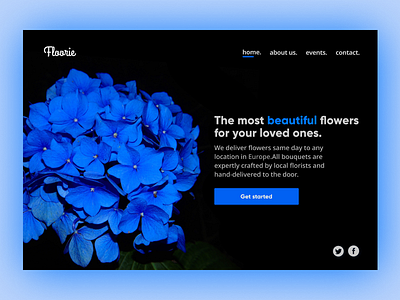 Floorie adobe xd black blue clean daily design ecommerce figma flower flowers love minimal order responsive ui ux web website website concept website design