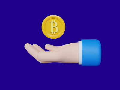 Hand with coin 3d creative design element graphic design illustration logo