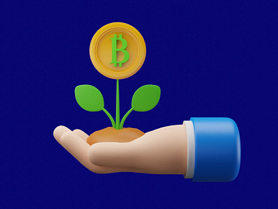 Hand with coin grow 3d branding design element graphic design motion graphics