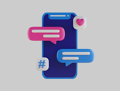 Phone with bubble chat 3d creative design element graphic design illustration