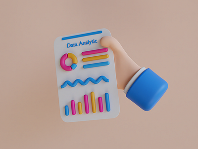 Hand with Analytic 3d creative design element graphic design illustration