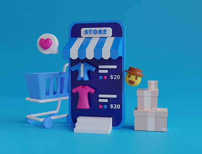 Store 3d creative design element illustration