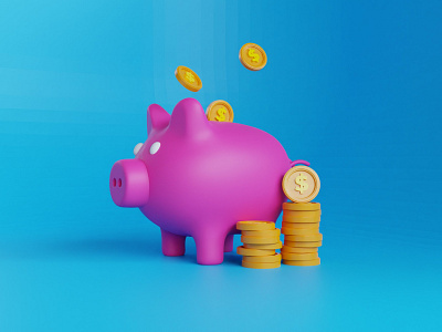 Pig saving money 3d creative design element illustration