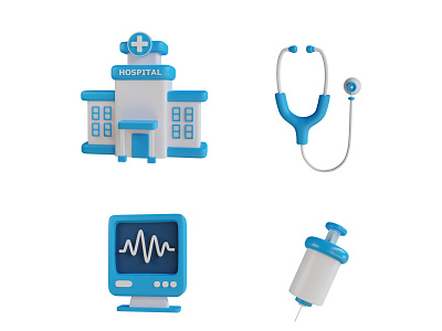 3D medical icon pack 3d creative design element illustration