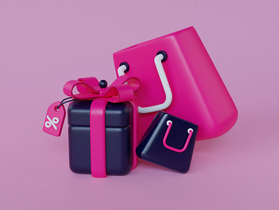 Gift box 3d creative design icon illustration market pink