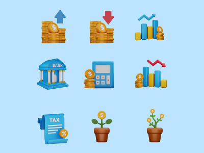 3D Business Icon 3d coin creative finance grow icon illustration ui