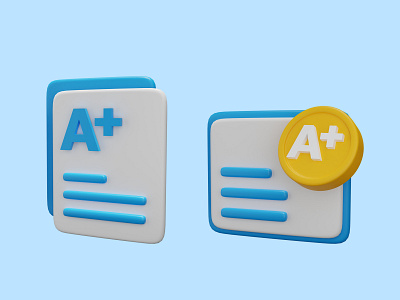 3D Grade A+ Icon 3d a creative education graphic design icon ui
