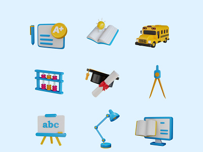 3D Education Icon 3d creative design icon illustration ui
