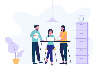 Coworking space with creative people discussion in office branding creative design element flat illustration illustrations market vector website