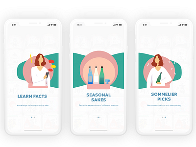 Sake Trio app illustration mobile sake ui ux design uiux