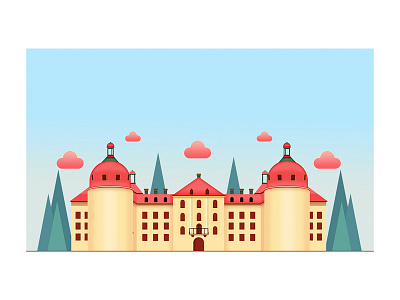 Castle building illustration