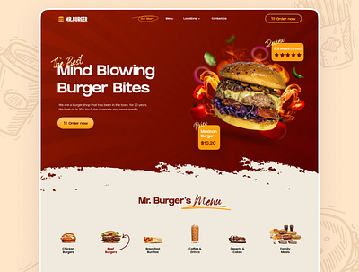 Mr.Burger Landing Page burger food food illustration ingredient landing page restaurant ui vegetable