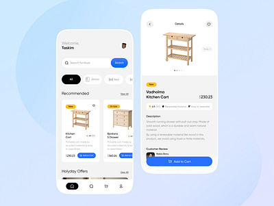 Hatil Furniture app application design clean design furniture ios light ui minimalist mobile app ui uiuxdesign