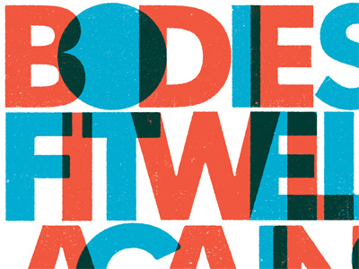 Bodies blue illustration red typography