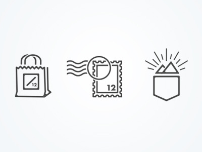 12 Icons icons pocket postmark shopping bag stamp web icons