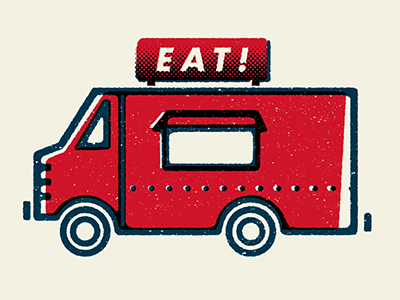Food Truck food truck halftone icon illustration red and blue