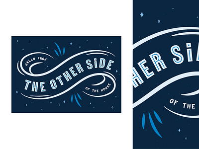 Hello From the Other Side blue branding design graphic hand lettering hello house illistrator illustration infinity lettering loop photoshop postcard print social distancing stayhome type typedesign vector