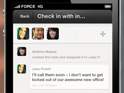 Talk it out. activity chat comments discussion do facepile feed ios mobile projects tasks