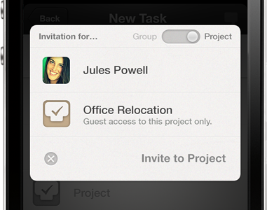 You're invited, but only to this one thing. assignee email follower guest invitation ios person productivity security share task temporary