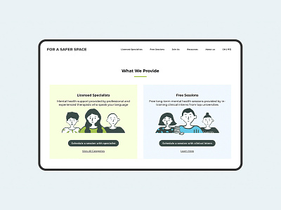 For A Safer Space - Services mental health services therapist web design