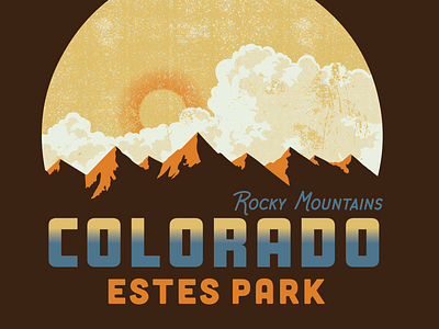 Estes Park, Colorado clouds colorado design distressed estes park icon illustration mountains rockies rocky mountains tee design tee shirt typography vintage design