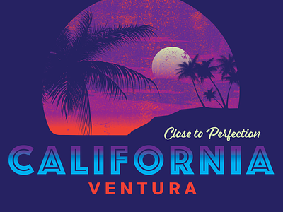 Ventura, California california close to perfection coastal distressed gradiation icon illustration palm trees rising moon sunset ventura vintage