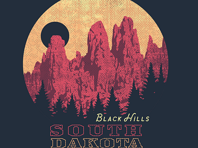 Black Hills, South Dakota distressed icon illustration national monument pine trees resort rocks screen print south dakota tee design vintage
