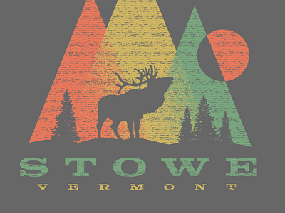 Stowe, Vermont abstract distressed elk geometric mountains pine trees resort retro stowe stowe vermont tee design texture vintage