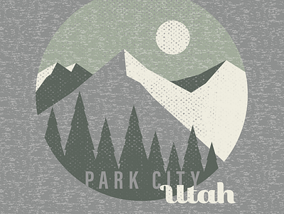 Park City, Utah distressed geometric halftones illustration mountains park city park city utah pine trees resort tee design tee shirt design vintage