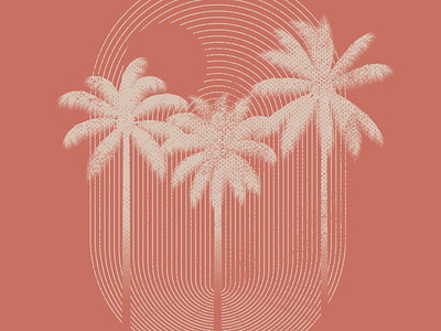 Oval Palm Trees concentric ovals distressed geometric gradient moon palm trees sun tee design tee shirt