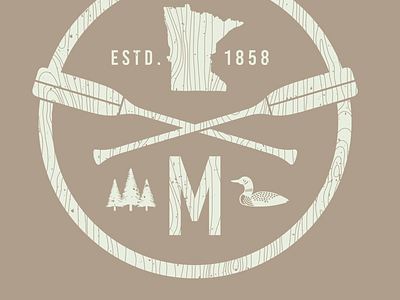 Minnesota Circle distressed illustration loon minnesota oars paddles pine trees tee design tee shirt wood grain