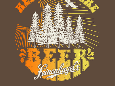 Here Comes The Beer beer beer art beer branding distressed eagle palm trees retro sun sun rays tee design tee shirt vintage