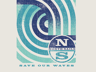 North Sails distressed gradient lineart logo tee design tee shirt waves