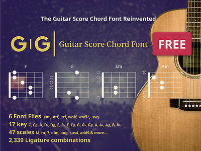 GIGI Guitar Score Chord Font Free chord font free freebie freebies guitar
