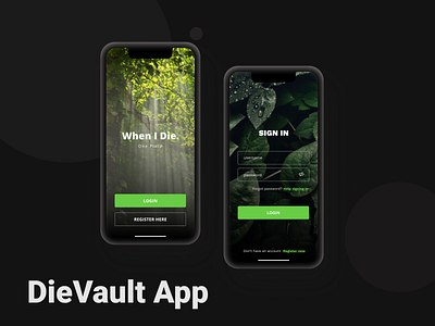 DIEVAULT APP android app design application design application ui design illustration mobile app design sign in signup uiux