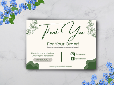 Thank You card with floral style branding canva graphic design template thank you card