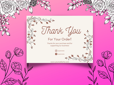 Thank you card bohostyle canva floral template thankyoucard