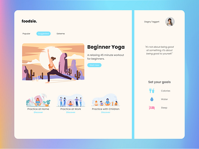 Foodsie - A yoga app branding cta dashboad dashboard design dashboard ui gradient hero landing landing page web design webdesign website website design yoga yoga app