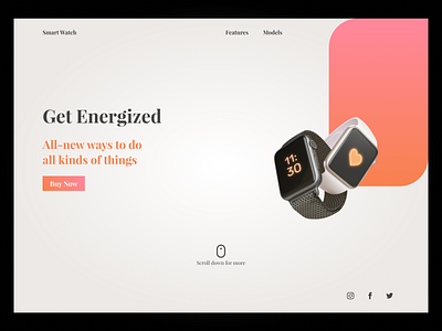 Smart Watch UI cta gradient hero landing landing page smartwatch web design webdesign website website design