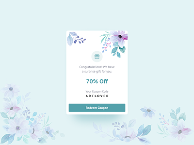 Redeem Coupon code coupon coupon code cta design discount floral flowers gift illustration surprise ui web design webdesign website website design