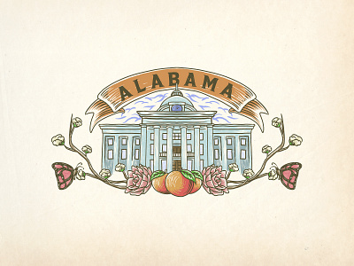 Alabama Iconic Vintage Illustration adventure badge illustration outdoor traveling vintage badge vintage design