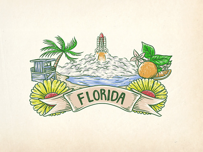 Florida Iconic Vintage Illustration adventure badge illustration logo outdoor traveling vintage vintage badge vintage design