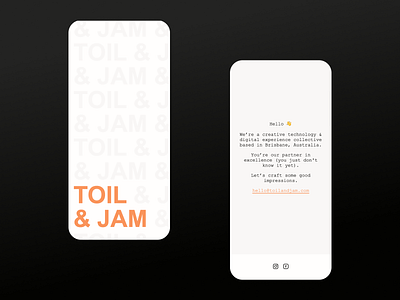 Toil & Jam light and dark mobile website