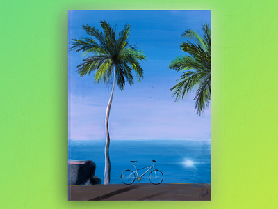 Sea Scape bookcover coconut green illustration landscape nature procreate procreate art procreate brushes sea seascape tree