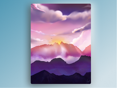 Cloudy Dream Scene cloud design dribble illustration landscape mountain procreate procreate art procreate brushes