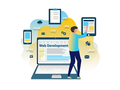 WEB DEVELOPMENT addiction digital icon illustrator vactor web